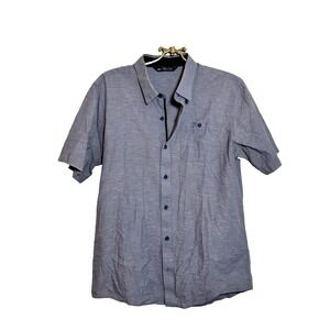 Travis Mathew Short Sleeve Button‎ Up Collared Flower  Size M Medium Blue